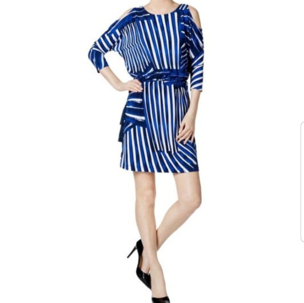 Calvin Klein Womens Blue Blouson Cold Shoulder Coc